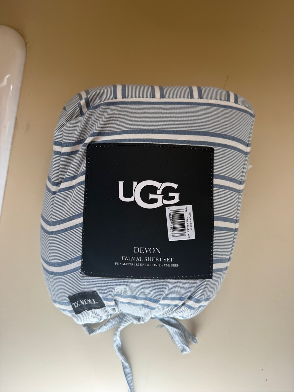 UGG Twin XL Sheet Set in Blue and White Stripes